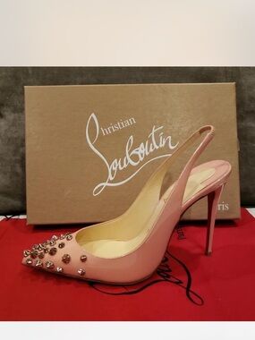 Christian Louboutin Blush Pink Studded Slingback Pump